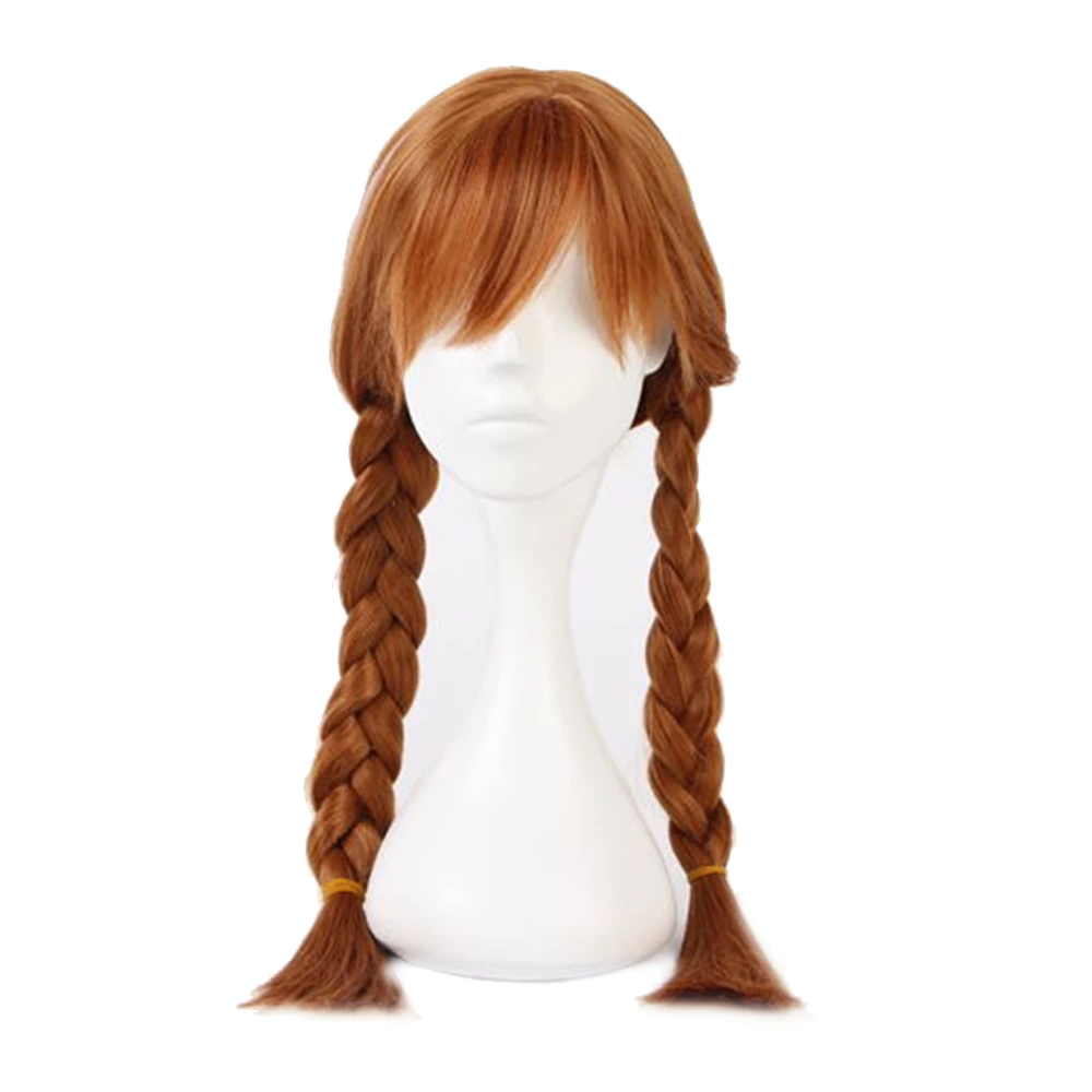 Long Straight Braided Horsetail Wig Brown Princess Costume Cosplay Party Wigs for Little Girls Child