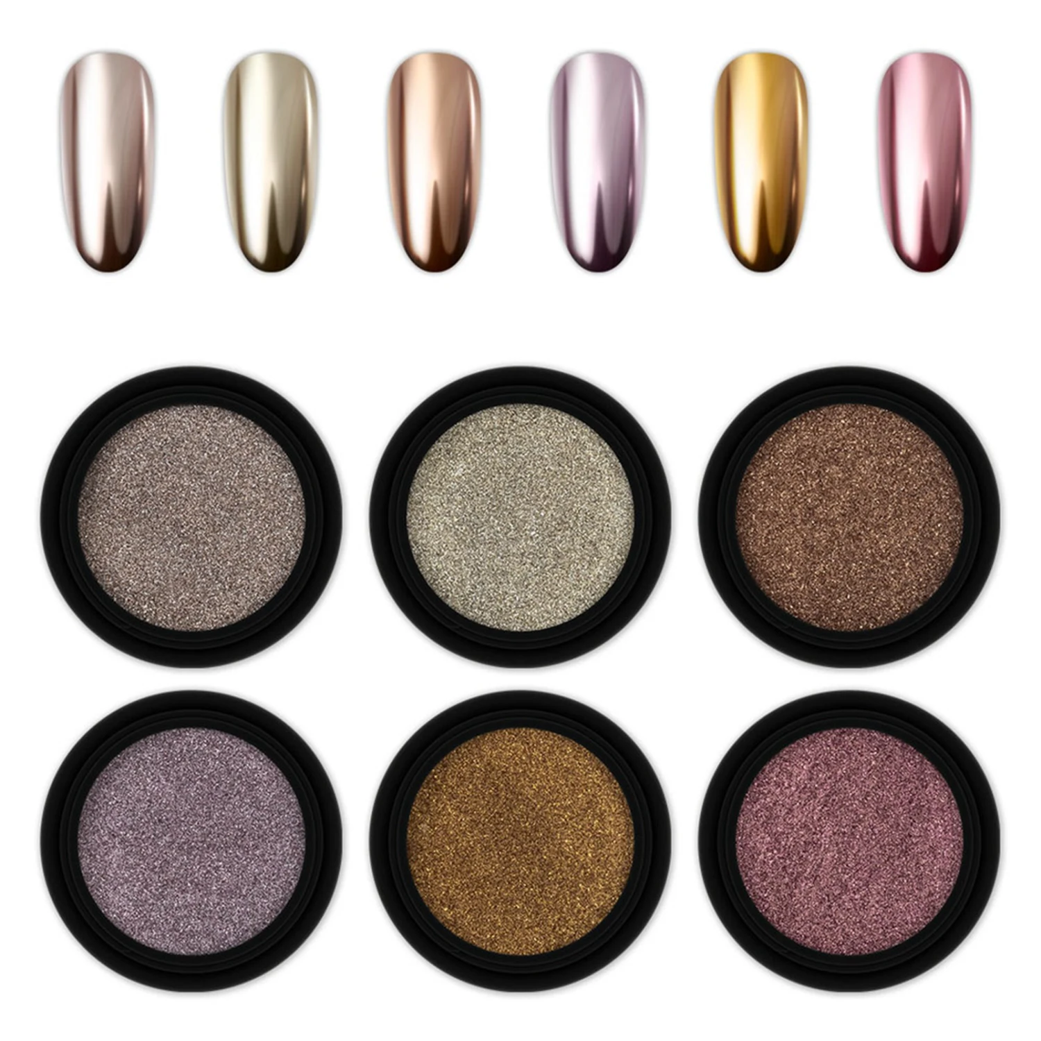 6Pcs Nail Art Powder Set 6 Colors Glitter DIY Nail Art Pigment Powder Kit for Nail Art