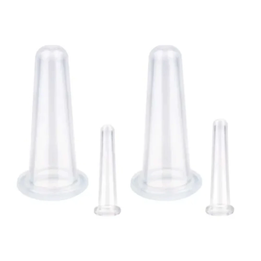 4PCS Vacuum Suction Massage Cup Liquid Silicone Facial Cupping Set for Adults Home Use White