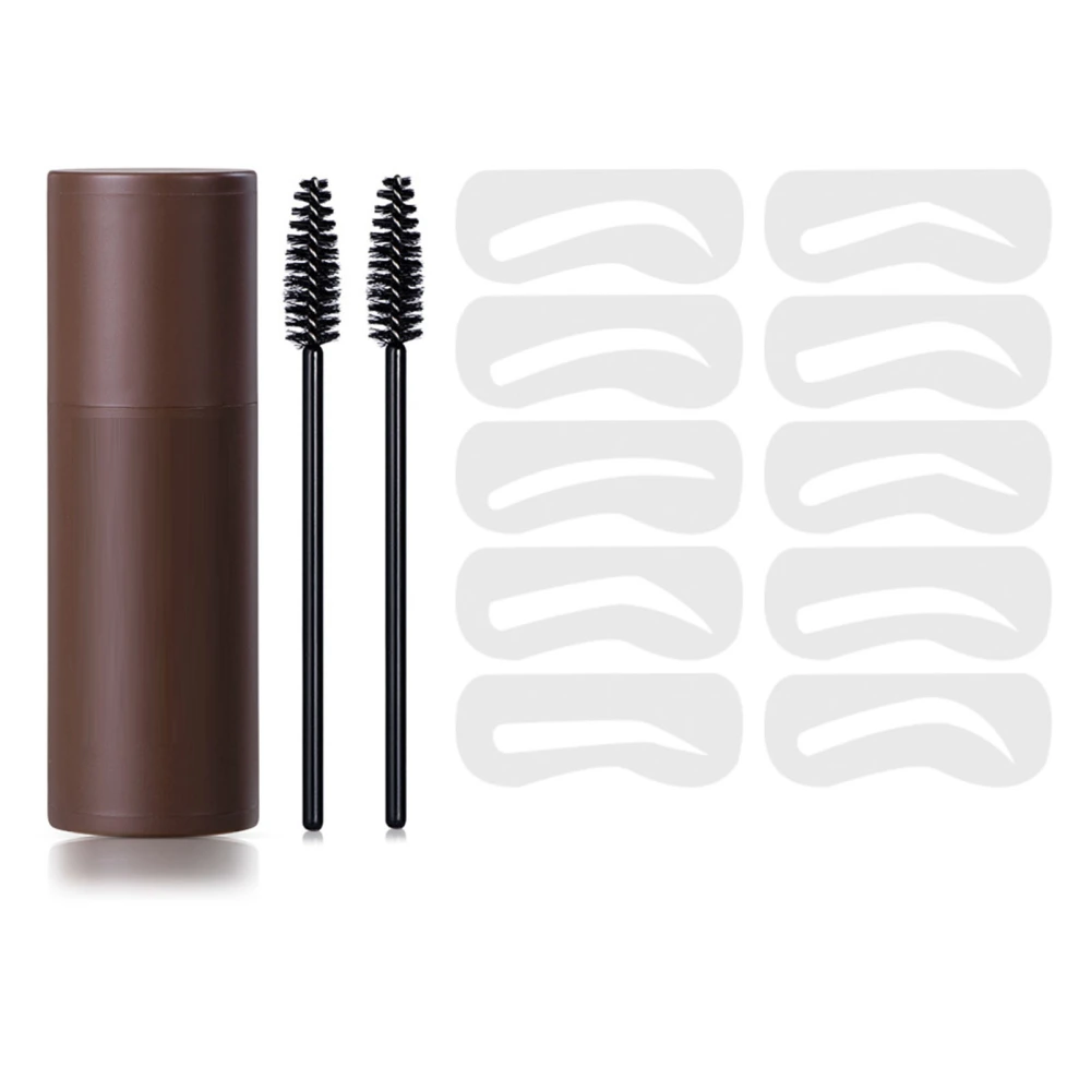 Eyebrow Stamp Kit 10 Stencils 2 Brushes Waterproof Sweatproof Lasting Eyebrow Makeup Powder Brown