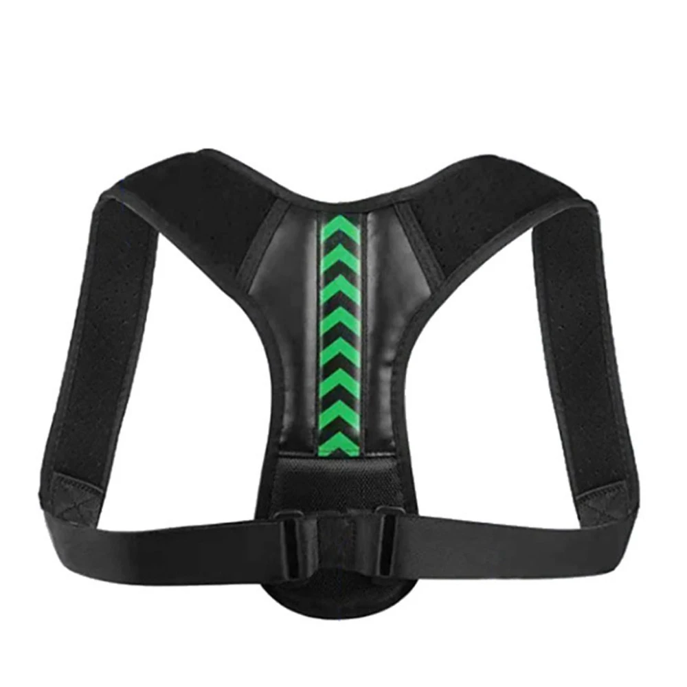 Posture Corrector Back Straightener Belt Support Elastic Comfortable Brace for Men Women Black Green L