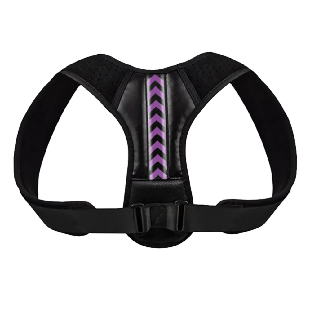 Posture Corrector Adjustable Soft Breathable Upper Spine Support Straightener Brace for Daily Use Black Purple XL