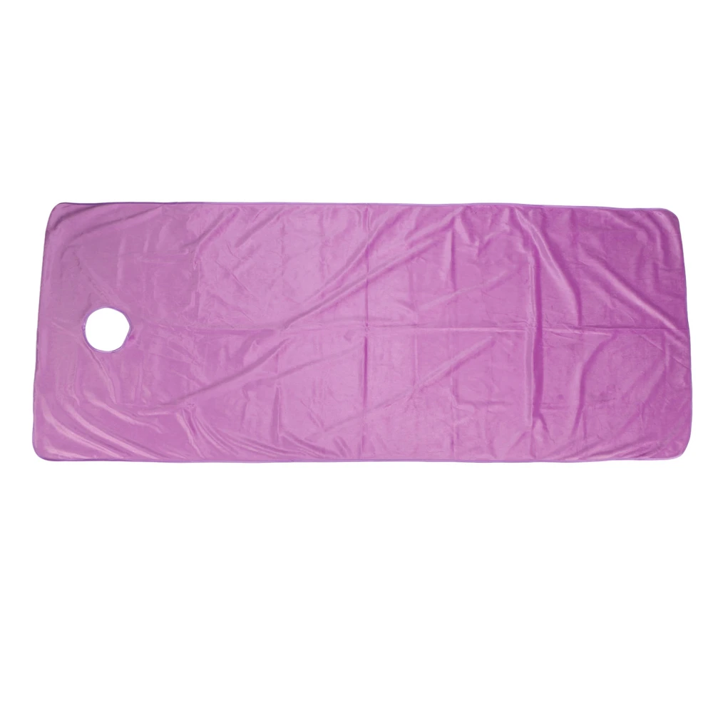 Beauty Salon Bedsheet Short Plush SPA Massage Table Thicken Bed Cover with Opening Violet Color