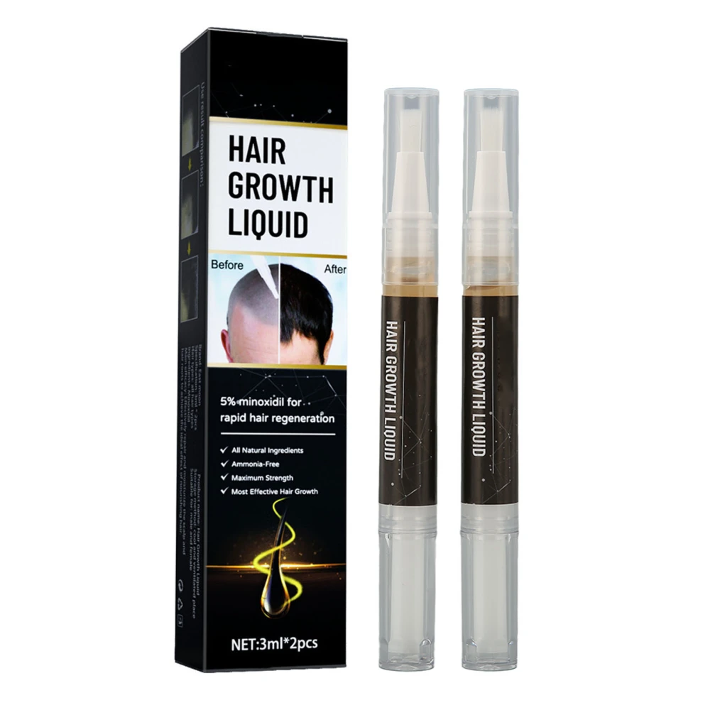 2pcs Hair Growth Serum Moisturizing Scalp Massage Gentle Prevent Hair Falling Serum for Daily Use 3ml