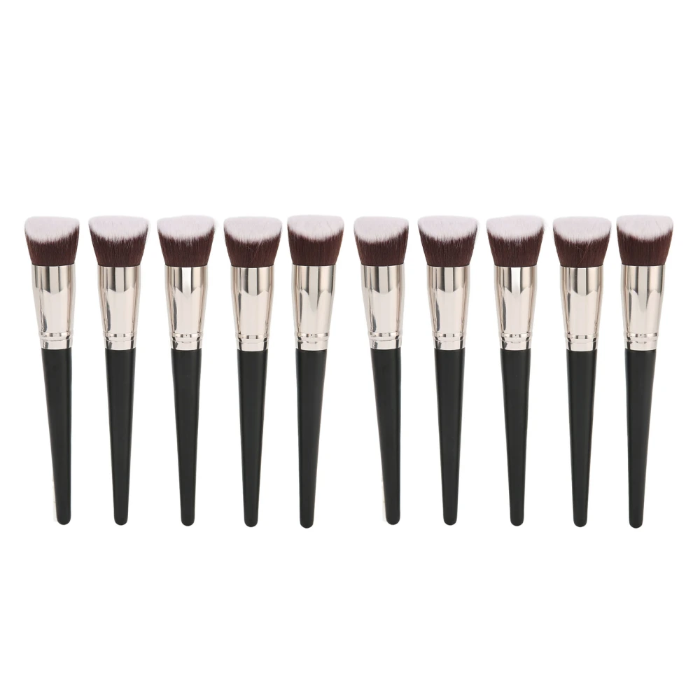 10pcs Oblique Concealer Brush Soft Fiber Hair Ergonomic Flexible Makeup Foundation Brush Cosmetic Tool