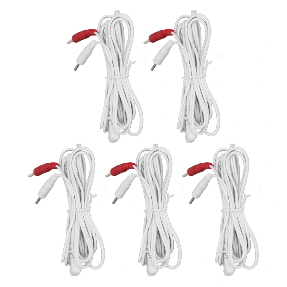 5PCS Electrode Wire White 2.5mm Elbow 1.5m Long Electrode Wire for Meridian Therapy Instrument Digital Massage Instrument