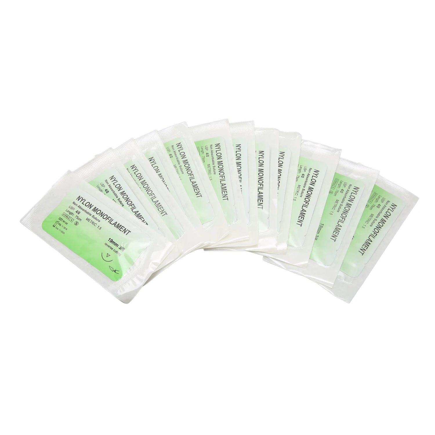 12pcs Suture Practice Thread Individual Package Nylon Suturing Thread Set with Curved Needle 4/0