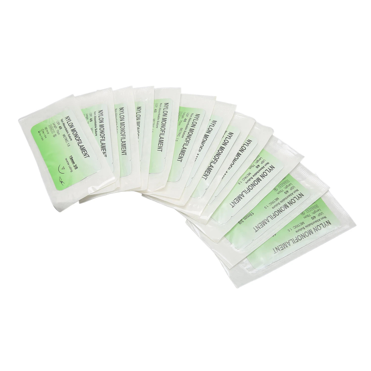 12pcs Suture Practice Thread Individual Package Nylon Suturing Thread Set with Curved Needle 4/0