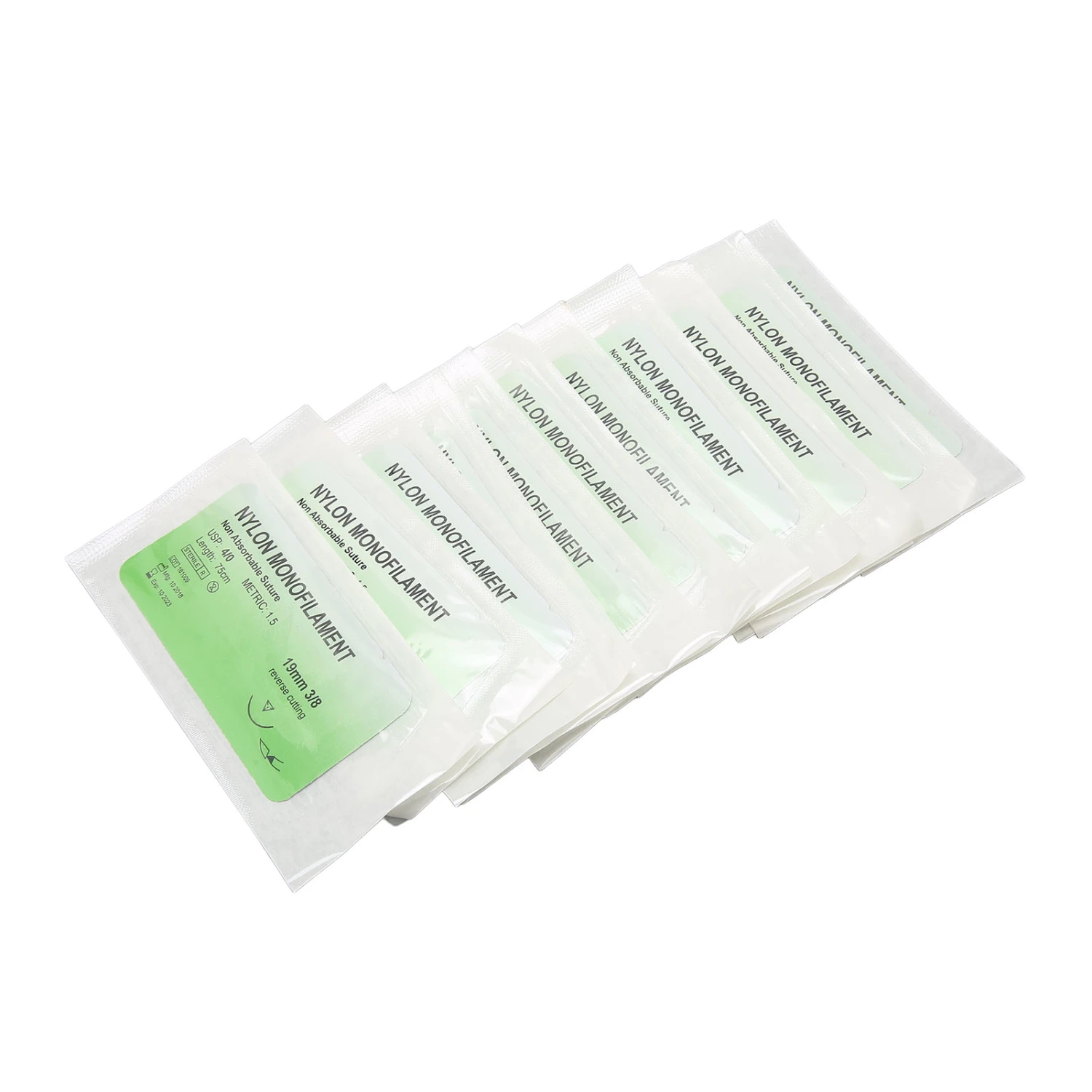 12pcs Suture Practice Thread Individual Package Nylon Suturing Thread Set with Curved Needle 4/0