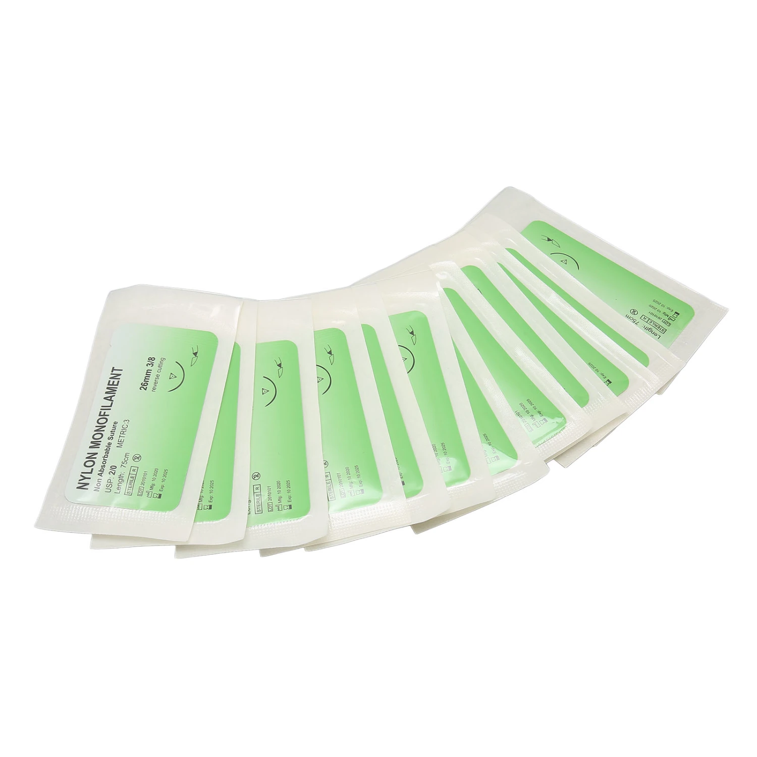 12pcs Suture Practice Thread Individual Package Nylon Suturing Thread Set with Curved Needle 2/0