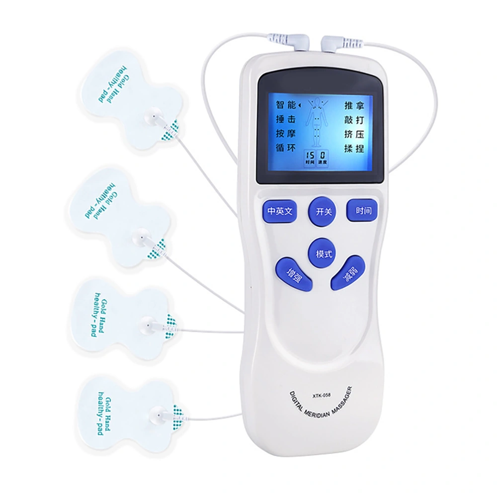 Electric Meridian Massage Machine Dual Output LED Display 8 Modes Digital Meridian Massager with Timing Function