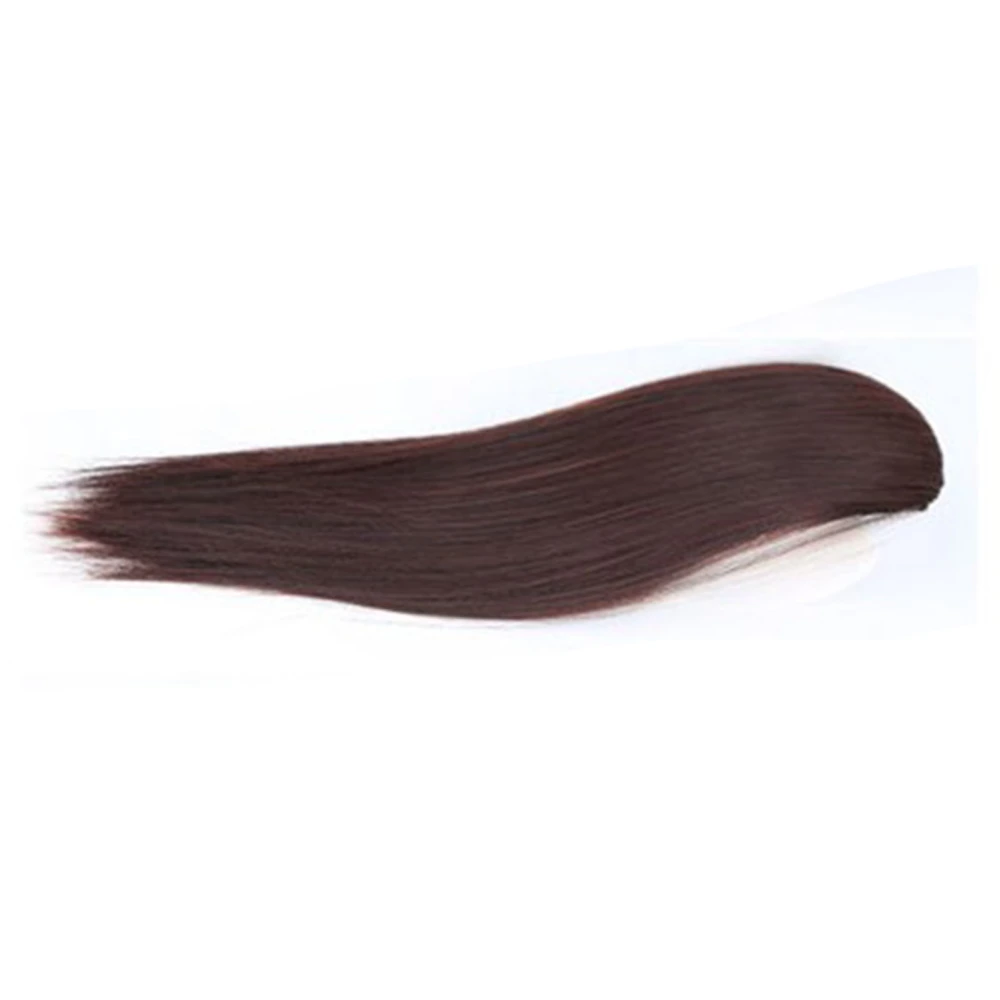 Straight Hair Piece 11.8in Length Thickened Fluffy Light Weight Elastic Clip Women Hairpiece for Party Birthday Cosplay Dark Brown 11.8in