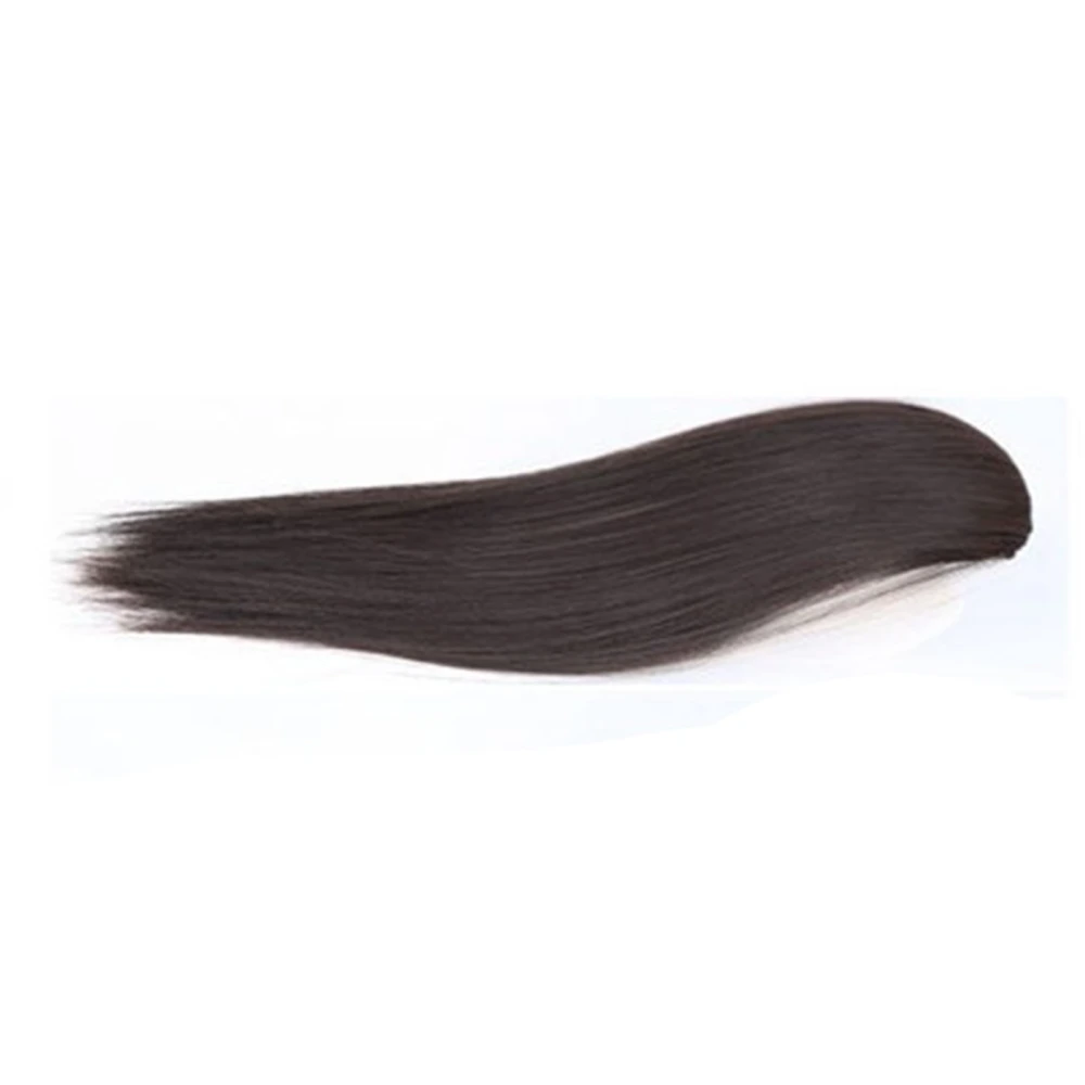 Straight Hair Piece 11.8in Length Thickened Fluffy Light Weight Elastic Clip Women Hairpiece for Party Birthday Cosplay Brownish Black 11.8in