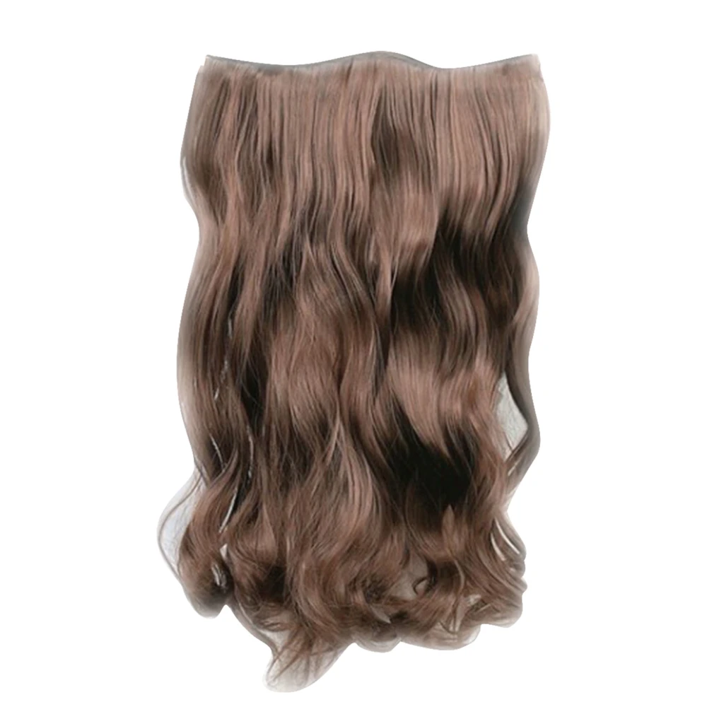 Hair Extensions Long Wavy One Piece Breathable Lifelike 4 Clip Hairpieces for Women Light Brown