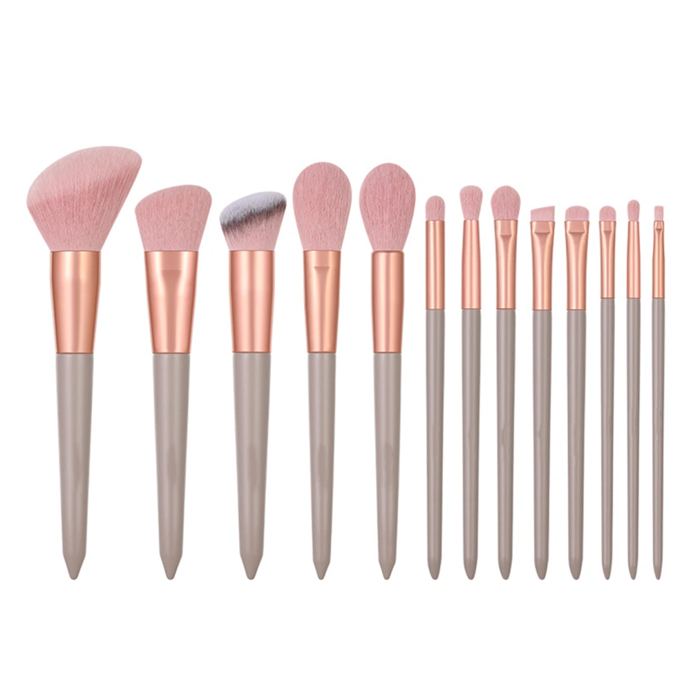 13pcs Makeup Brushes Set Pink Synthetic Fiber Wooden Handle Portable with Bag Face Makeup Brushes