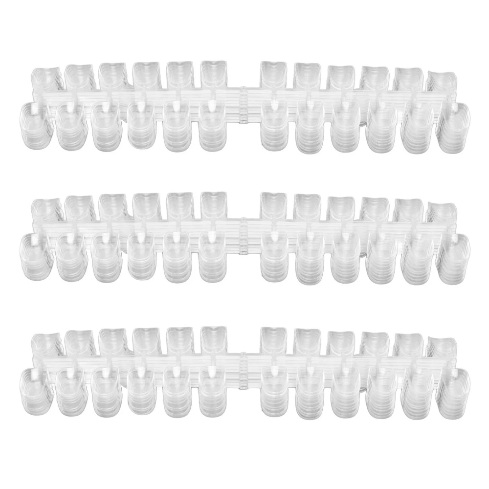 3 Pack Clear Nail Polish Color Card Display Tips Short Square Round DIY Manicure Tool Accessories