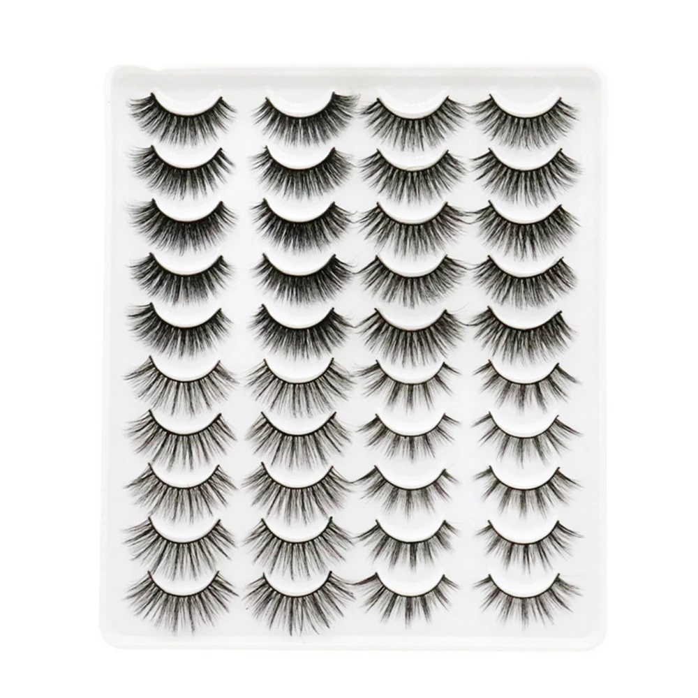 20 Pair Natural Eyelashes Fluffy Cross Fibre 3D False Eyelashes for Party Work Shopping