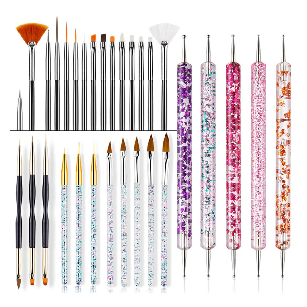 31pcs Nail Brush Set for Women Lightweight Accurate Engraving Nail Art Brushes Set for Nail Design