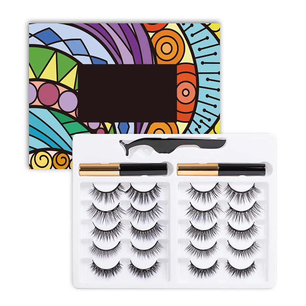 10 Pairs Magnetic Lashes Set Durable Reusable Chemical Fiber Attractive Decorative 3D Natural Magnetic Lashes with Eyeliner