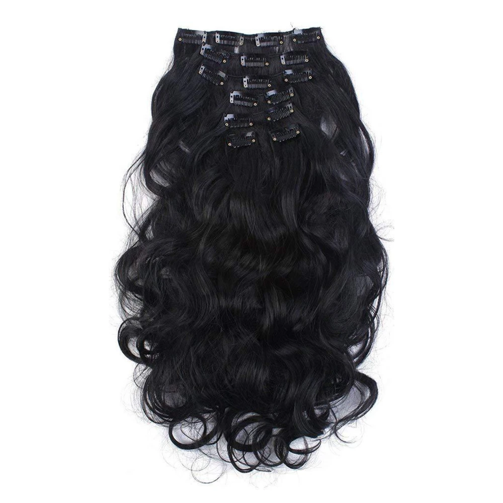 7Pcs Long Curly Hairpiece 150℃ Heat Resistant Lightweight Natural Clip In Hairpiece