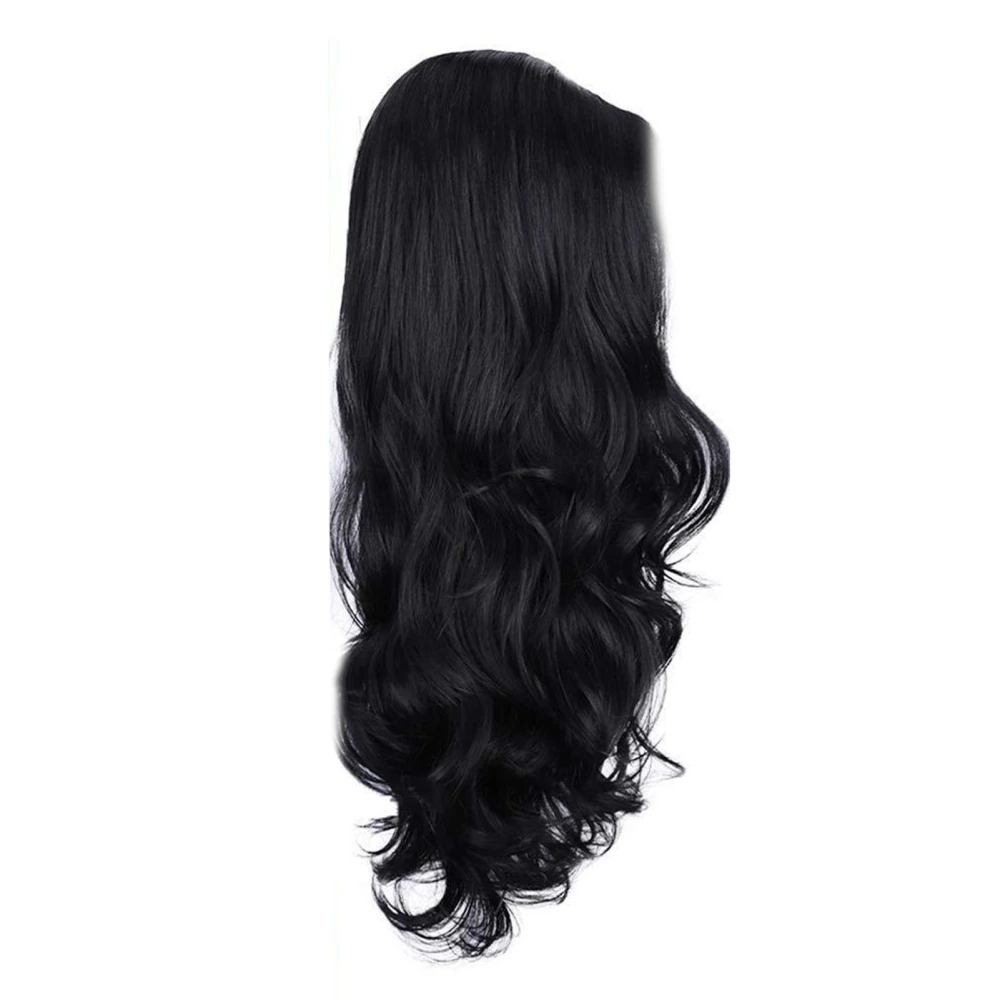 Long Curly Hair Wig Synthetic Lifelike Large Wave for Women Daily Use 26in Black