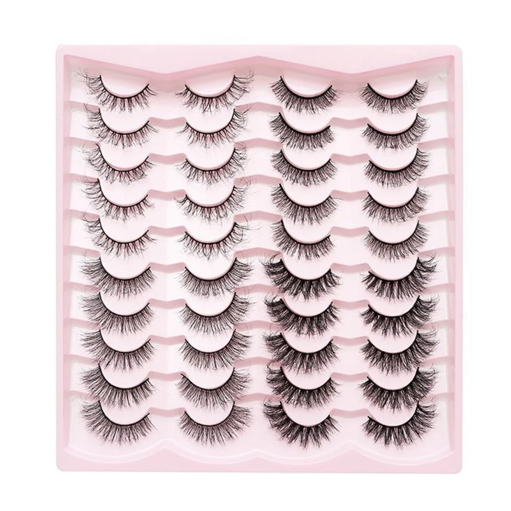 20 Pairs False Eyelashes 4 Style Synthetic Fiber Hand Made Lightweight Comfortable 3D Lashes