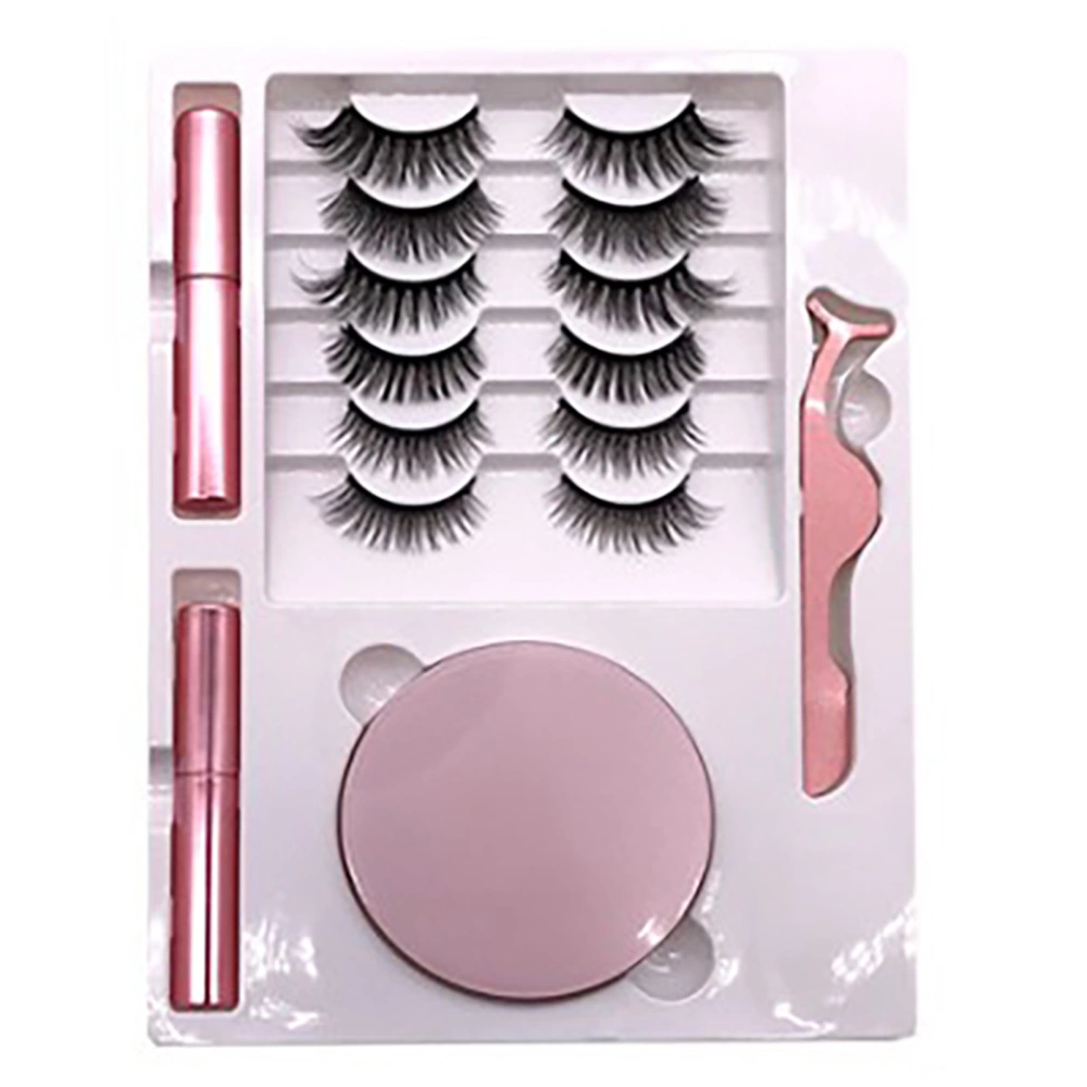 Magnetic Lashes Set Magnet Adsorption Chemical Fiber Cotton Thread Reusable Decorative Magnetic Lashes with Eyeliner