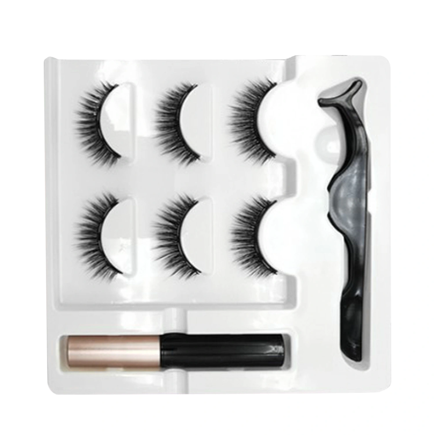 Magnetic Eyelashes Eyeliner Set Glue Free Reusable 3 Pair Magnetic Eyelashes and Eyeliner Kit with Tweezer