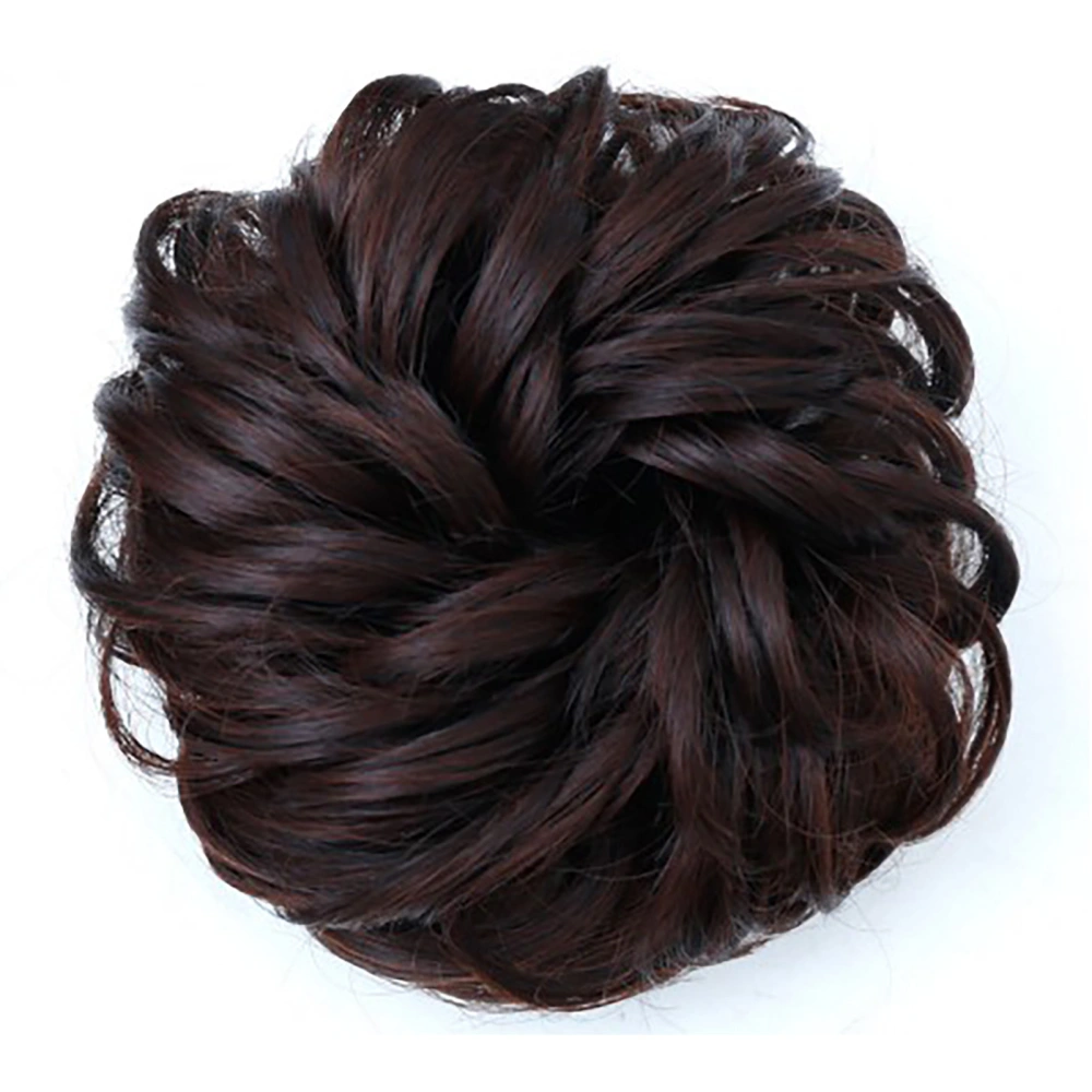 Curly Bun Wig for Women Stylish Look Soft Fluffy Matte Curly Wavy Hair Bun for Dating Daily Work Dark Brown