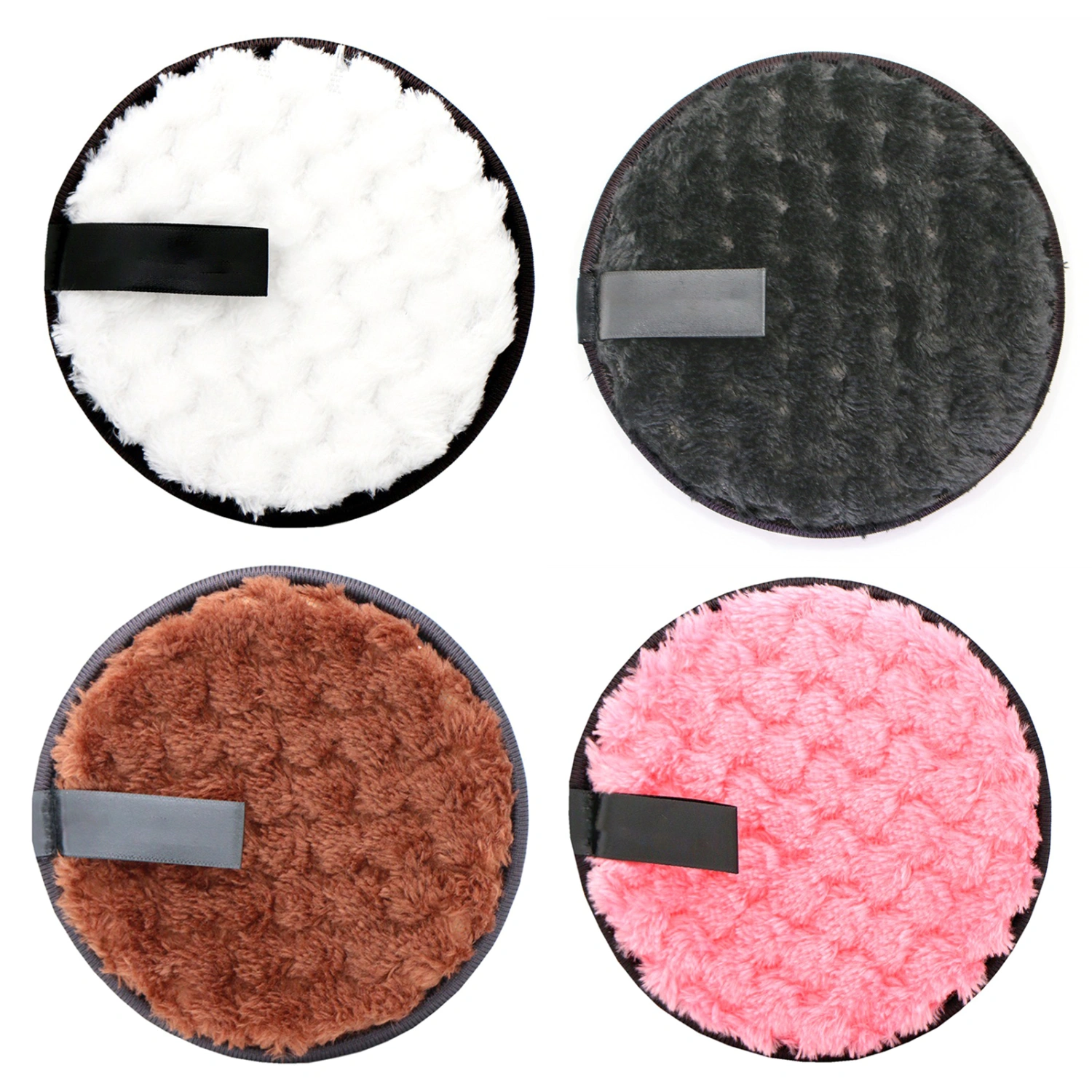 4pcs Makeup Remover Pads Round Double Side Reusable Soft Portable Washable Makeup Microfiber Pad