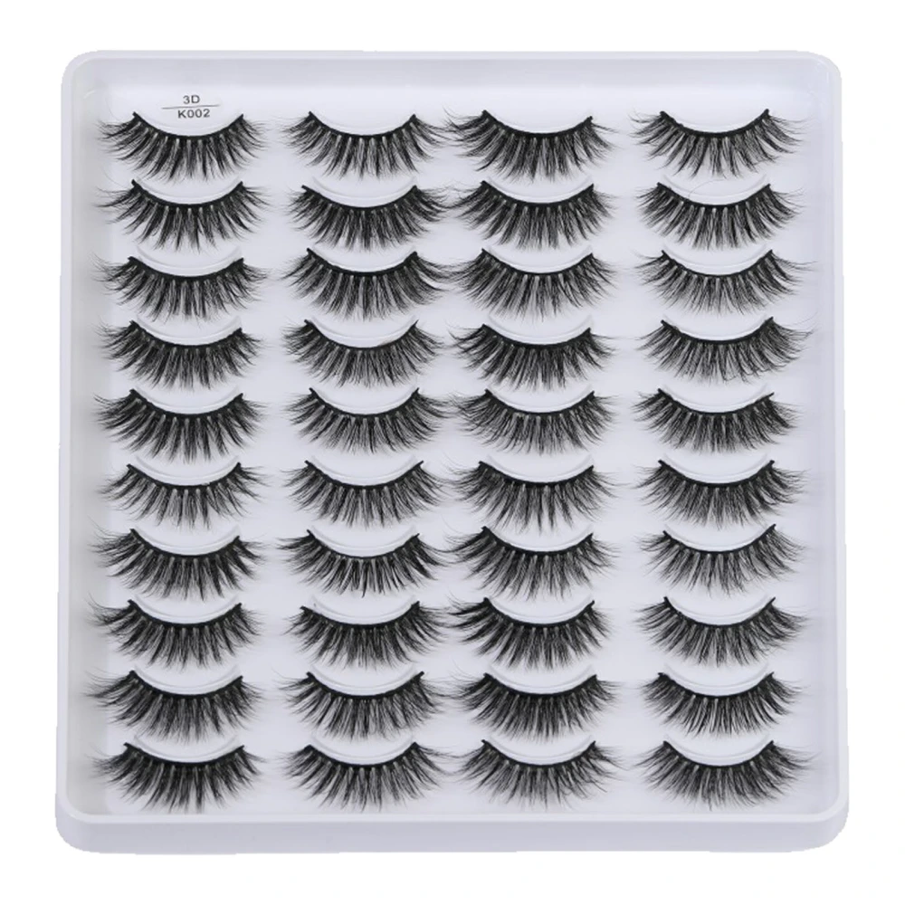 20 Pairs False Eyelashes Dense Curly 3D Three Dimensional Black False Lashes for Stage Party Makeup