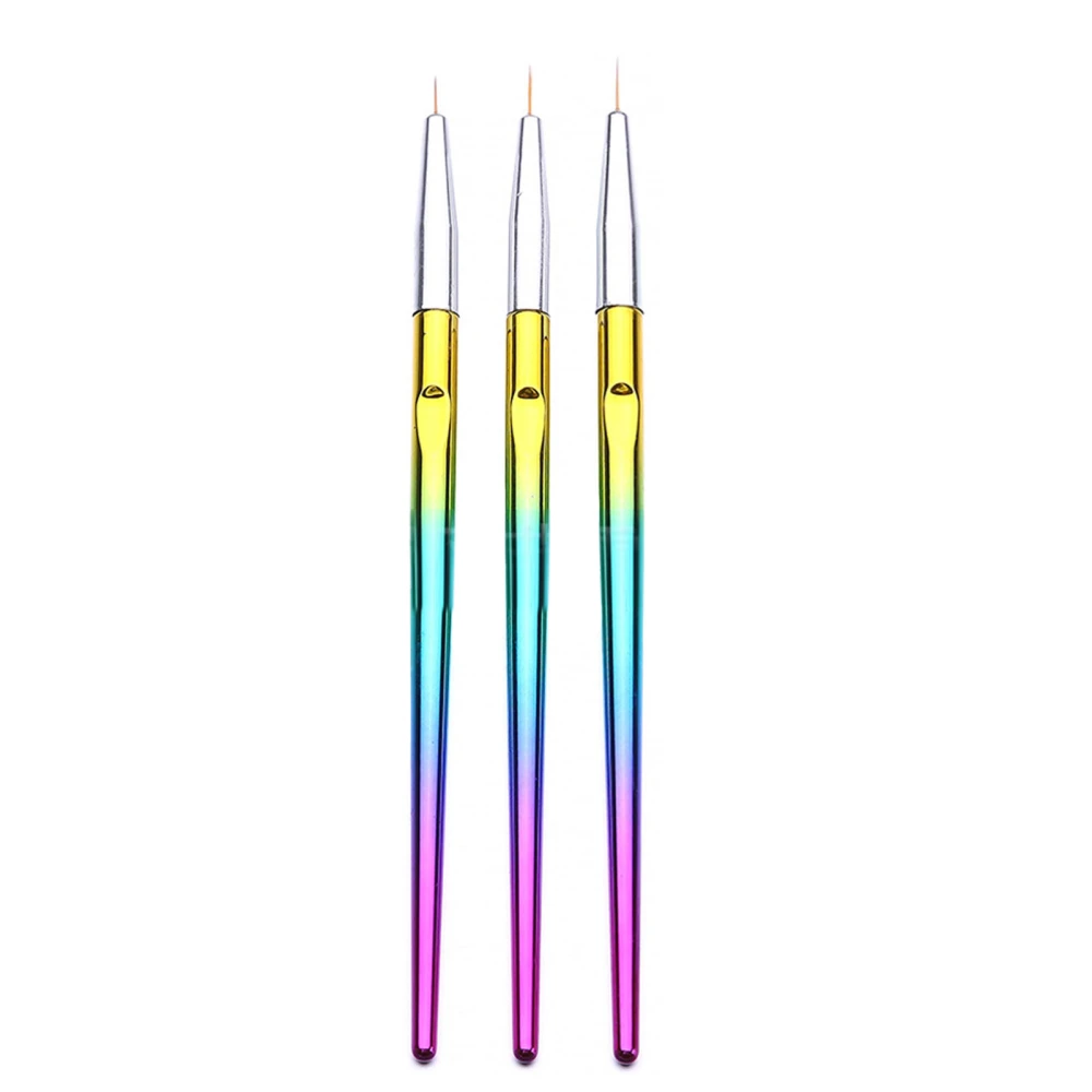 3pcs Nail Art Drawing Pen Painting Aluminum Liner Manicure Drawing Pen Brush for Beauty Salon