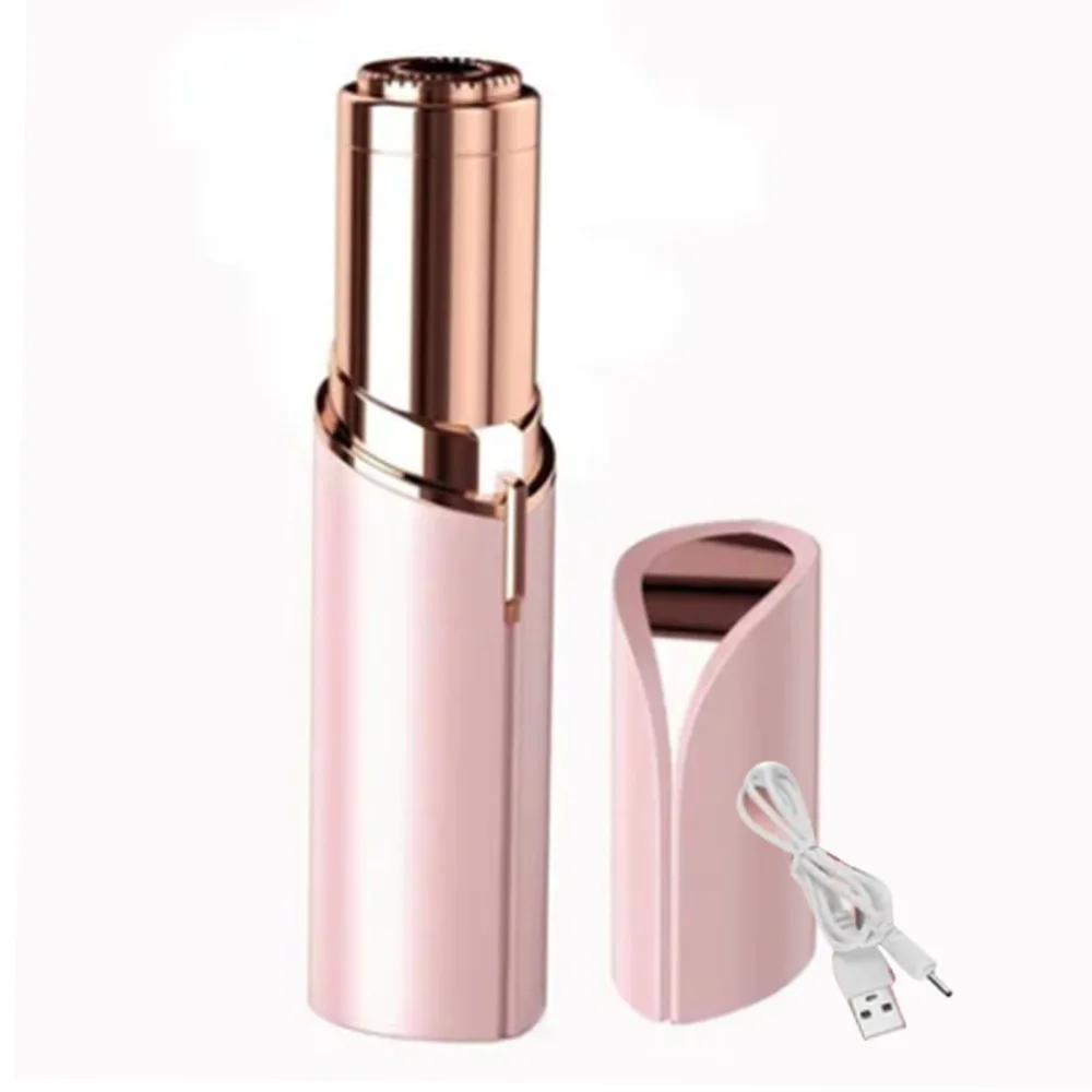 Electric Eyebrow Trimmer Pink Portable USB Rechargeable Skin Friendly ABS Stainless Steel Mini Hair Remover