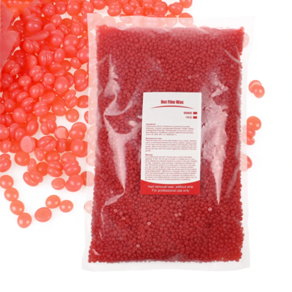 Hard Wax Beans for Nose Leg Body Hair Removal Paper Free Fast Dehairing Big Bag 1000G Strawberry