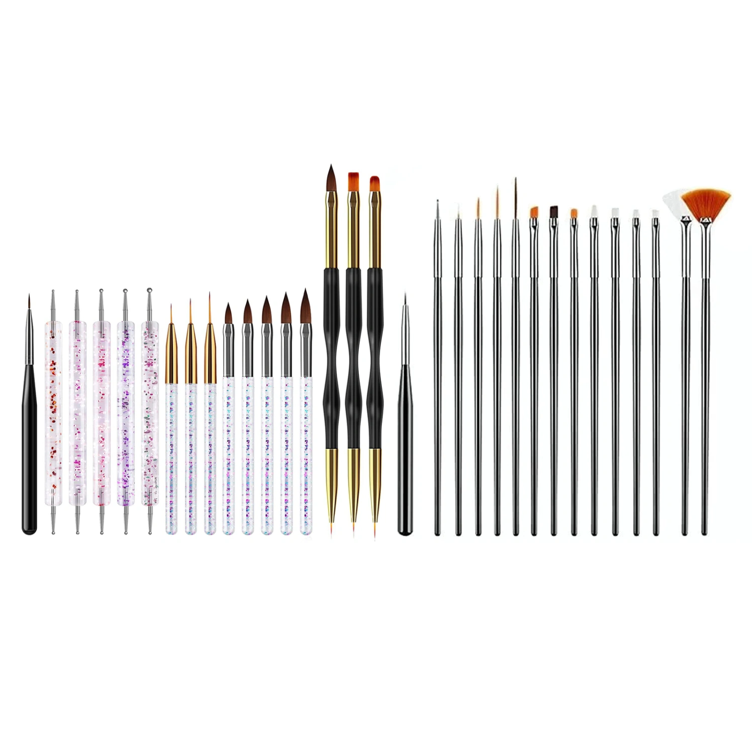 31pcs Nail Art Brushes Liner Dotting Drawing Striping Nail Painting Brush Set for Salon Home Use