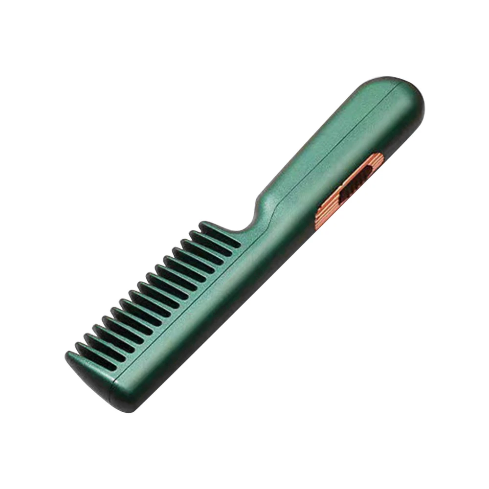 USB Hair Straightener Comb Multifunction Dual Use Portable Electric Hair Straightening Comb for Travel Green