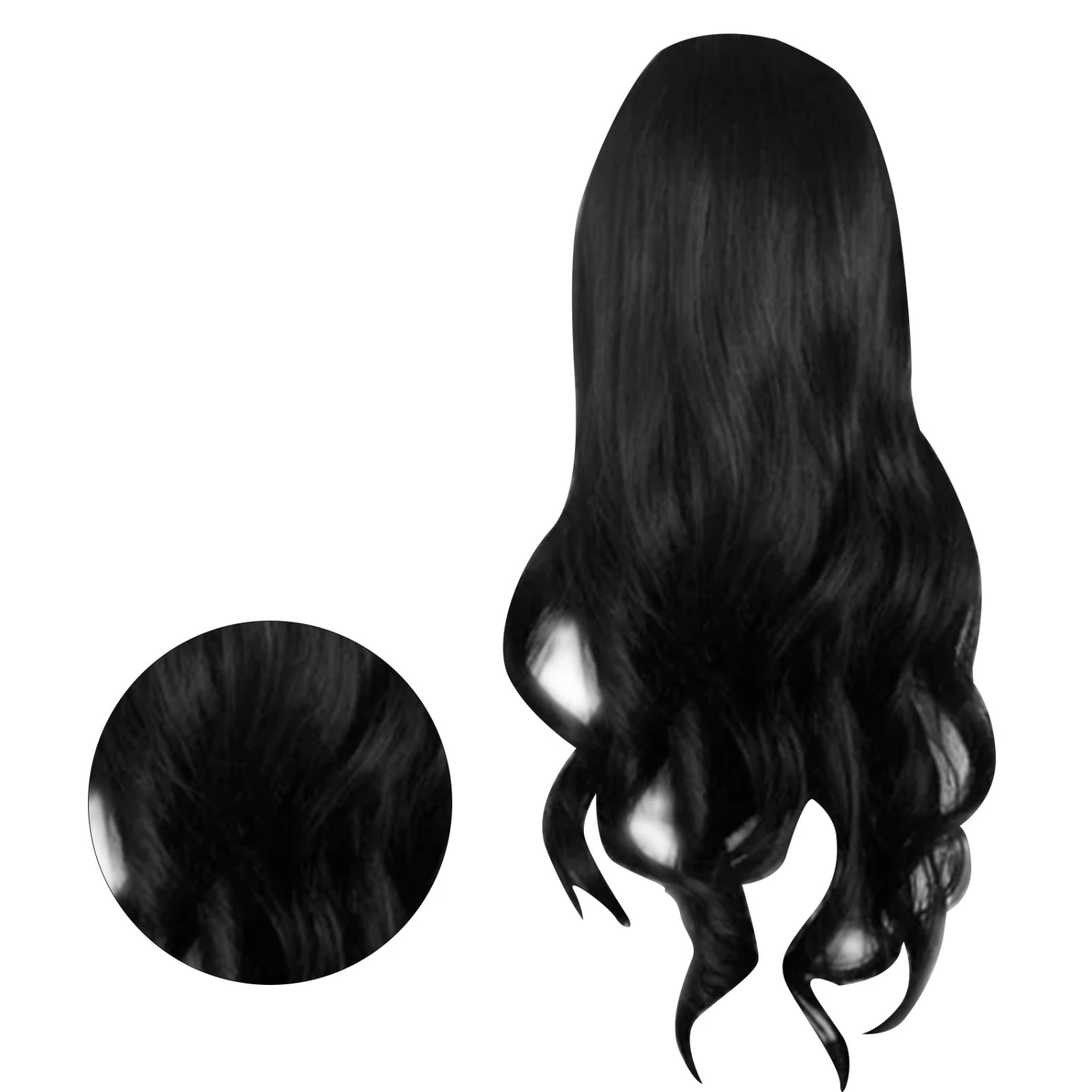 Long Curly Wavy Wig with Bangs Women Fashionable Synthetic Heat Resistant Black Wig for Daily Life