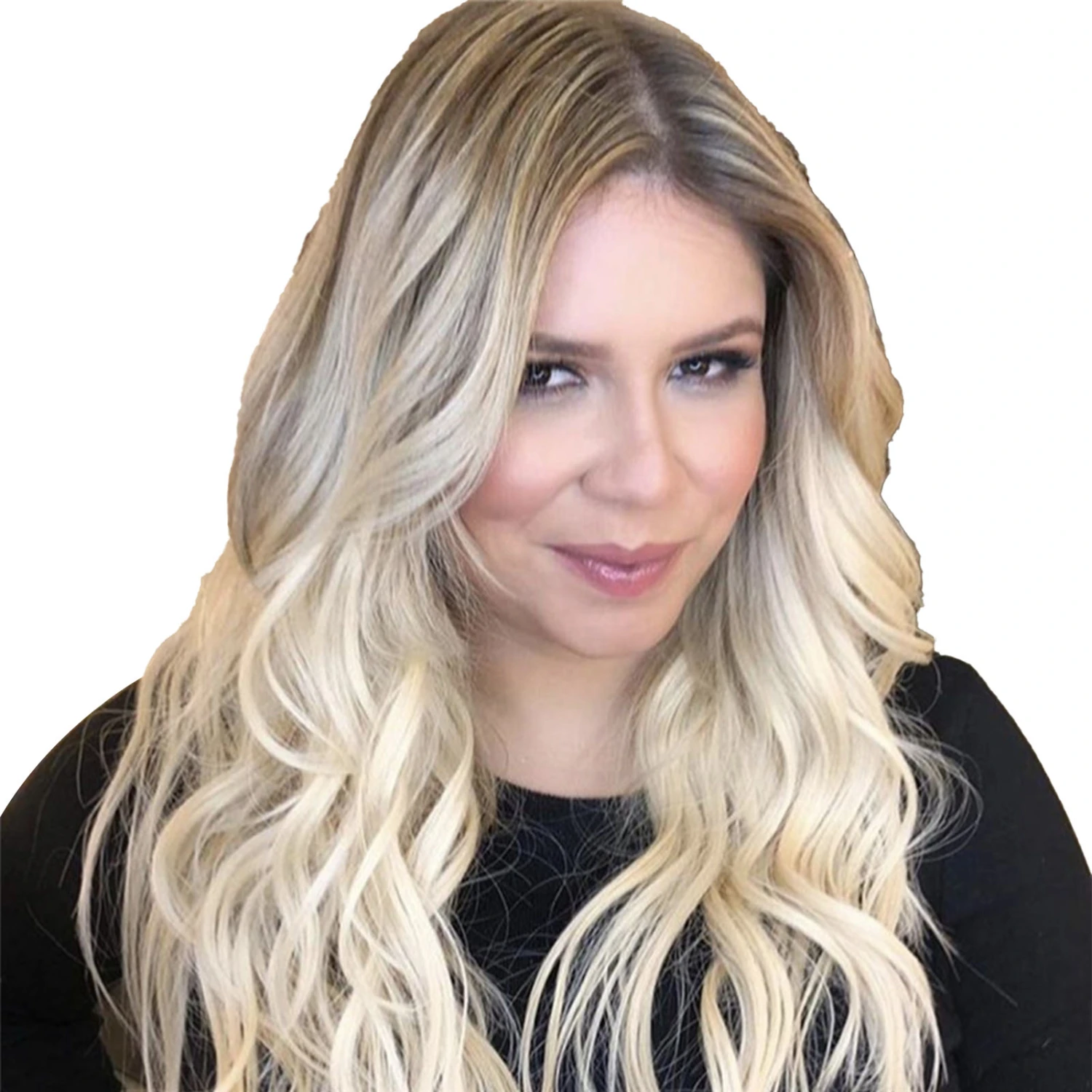 Long Curly Wig Heat Resistant Adjusting Band Breathable Natural Looking Gradient Blonde Synthetic Wig