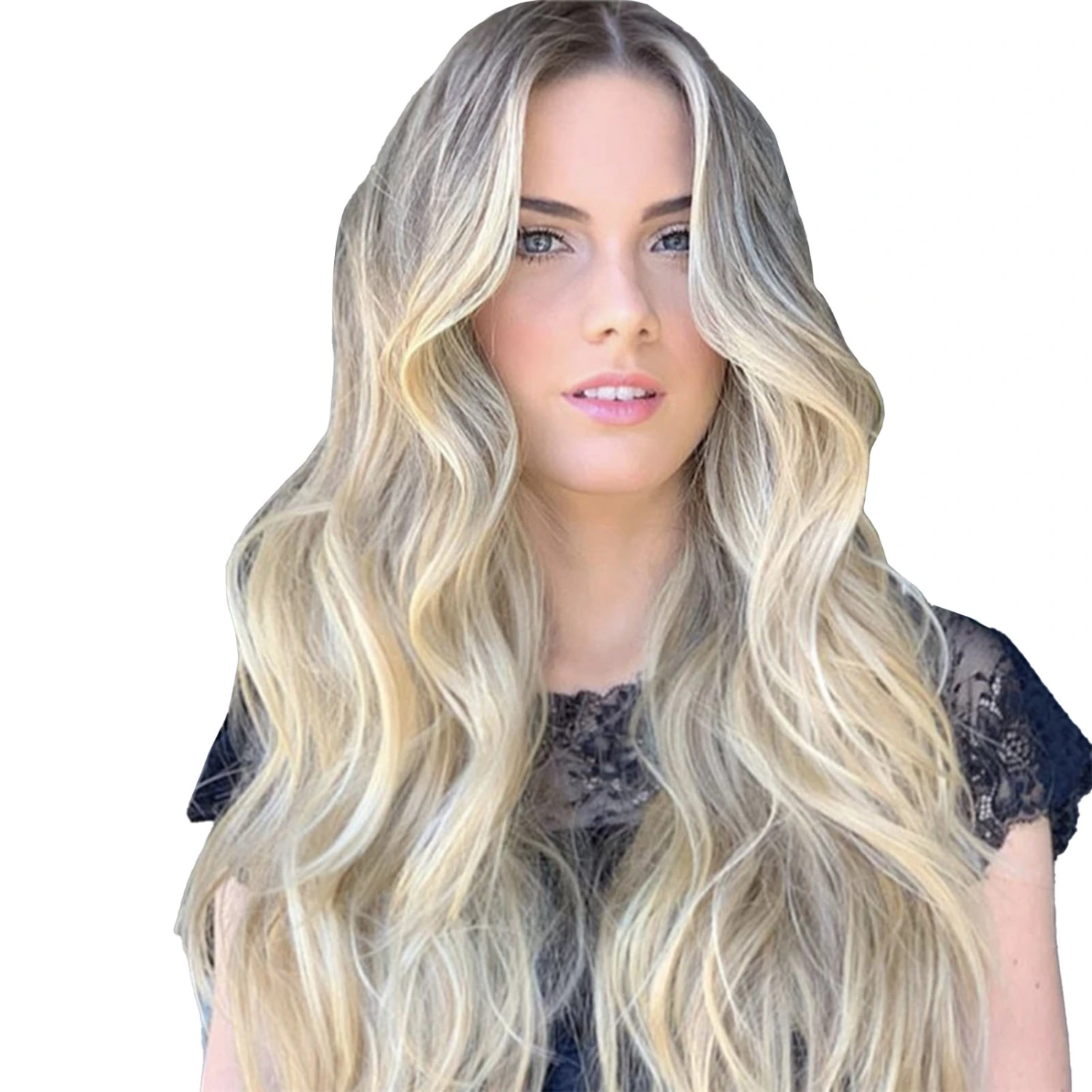 Long Curly Wig Heat Resistant Adjusting Band Breathable Natural Looking Gradient Blonde Synthetic Wig