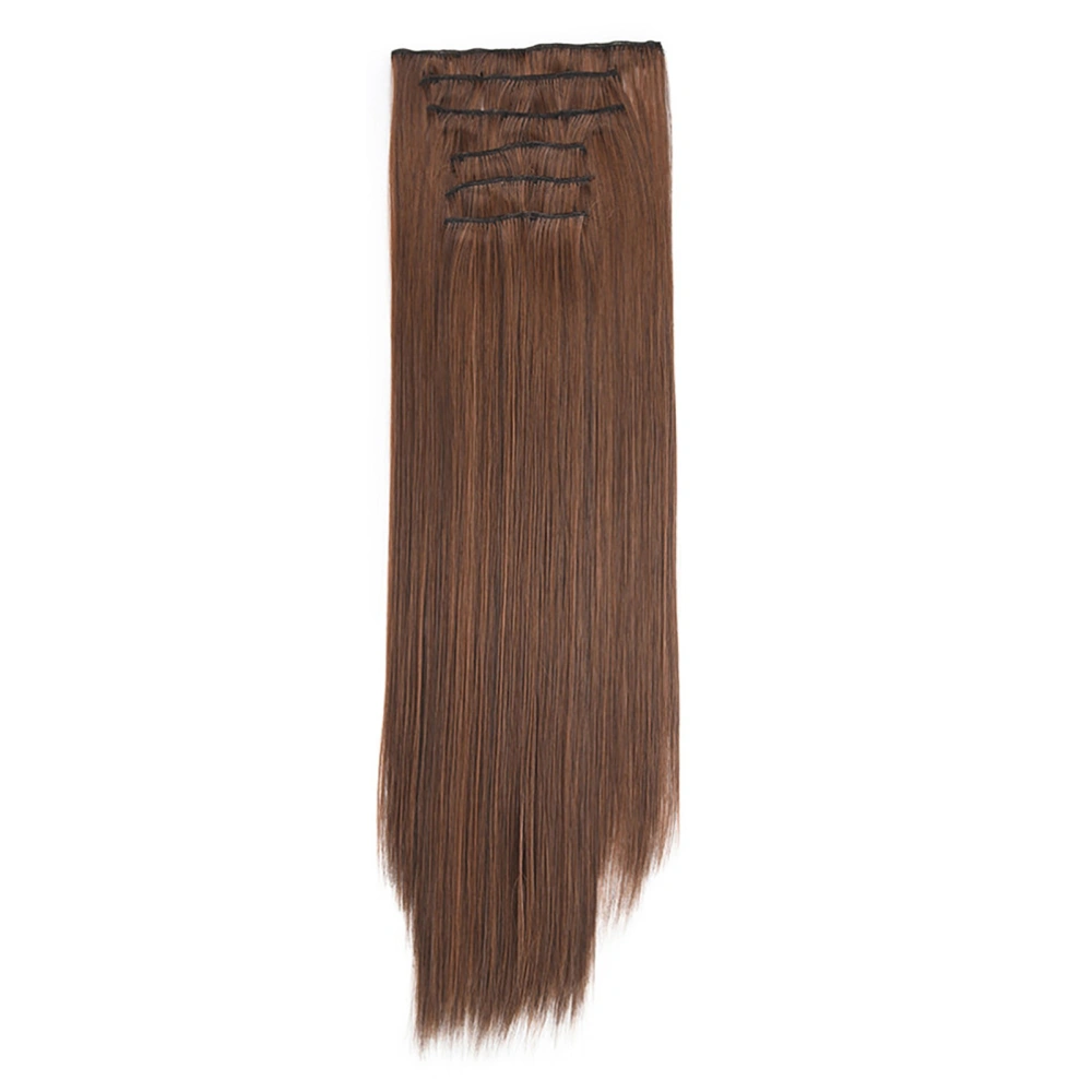 6PCS Clip in Hair Extensions Long Straight Wig Piece for Daily Use Matte High Temperature Silk 4.2M30#