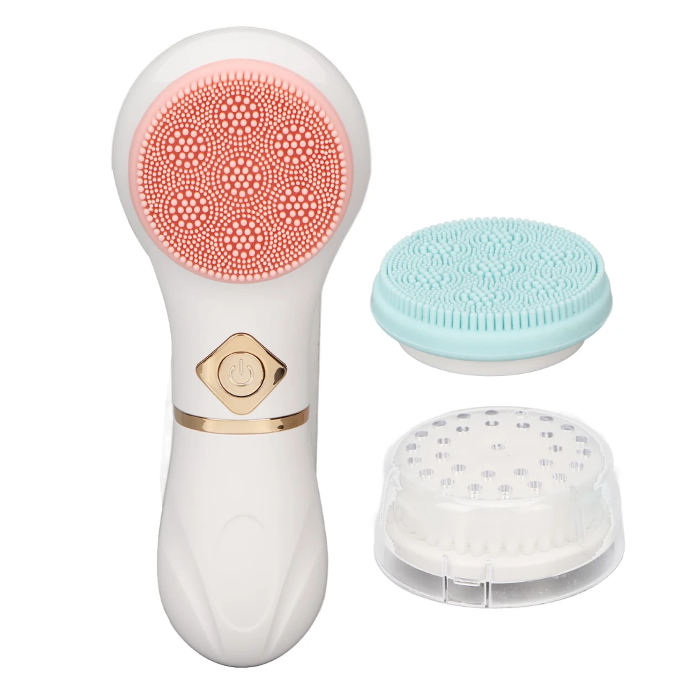 Facial Cleansing Brush 6000RPM Rotating Speed 3 Brush Head Electric Face Wash Brush White