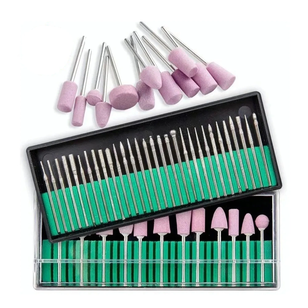 42Pcs Nail Drill Bits Set Quartz Stone Carbon Steel Multifunction Nail File Bits Set for Nail Grinding Polishing