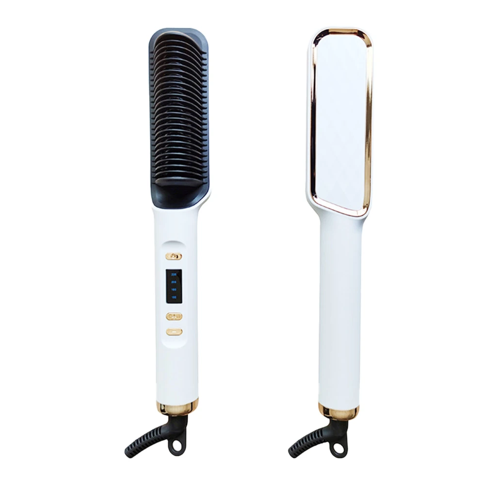 Hair Straightener Brush LCD Negative Ions Prevent Scalding 2 in 1 Heated Hair Comb for Straight Curly Hair