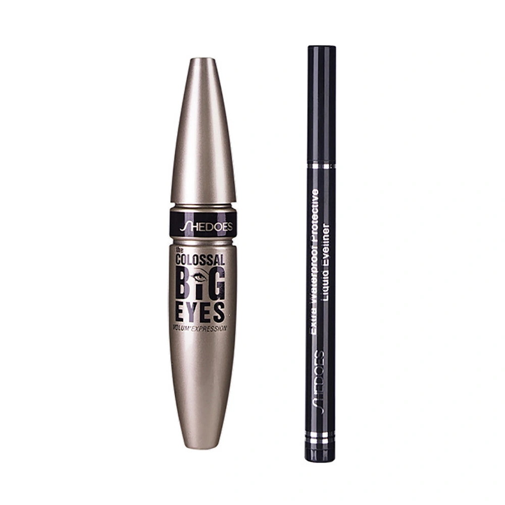 Mascara and Eyeliner Set Sweatproof Long Lasting Waterproof 10ml Lash Mascara and Eyeliner Pen for Eye Makeup