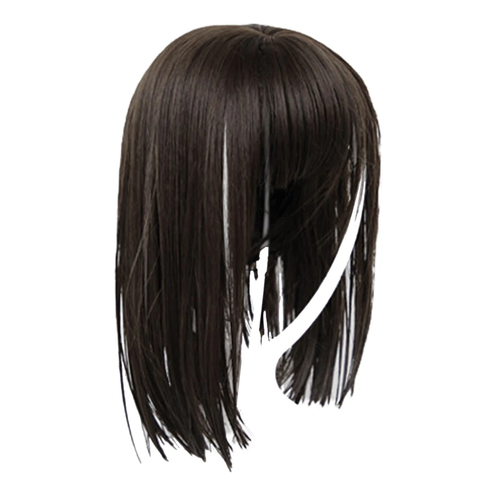 Cold Brown Wig 16.9in Elegant Realistic Medium Length Straight Hair Wigs for Women and Girls