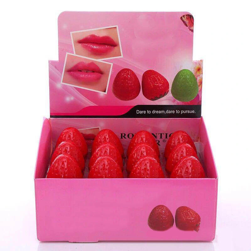 24Pcs Lip Balm Lovely Strawberry Shaped Moisturizing Plant Extracts Box Packed Lip Butter for Women Girl Makeup