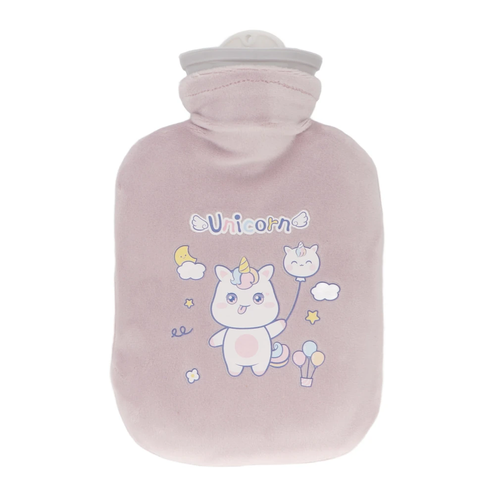 Hot Water Bottle with Soft Cover Student Home Portable Cute Cartoon Pattern PVC Hot Water Bag 500ML Pink Purple