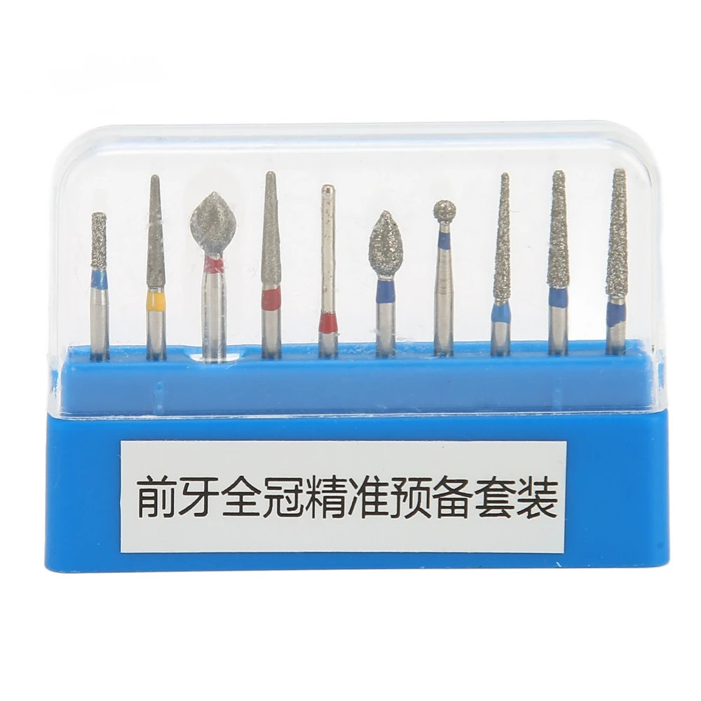 10pcs Dental Polishing Burs High Speed Stainless Steel Precise High Hardness Dental Drills Blue