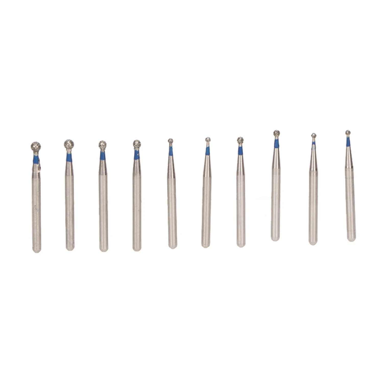 10pcs Spherical Dental Burrs Reduce Injury High Hardness Stainless Steel Dental Handpiece Burrs for Polishing