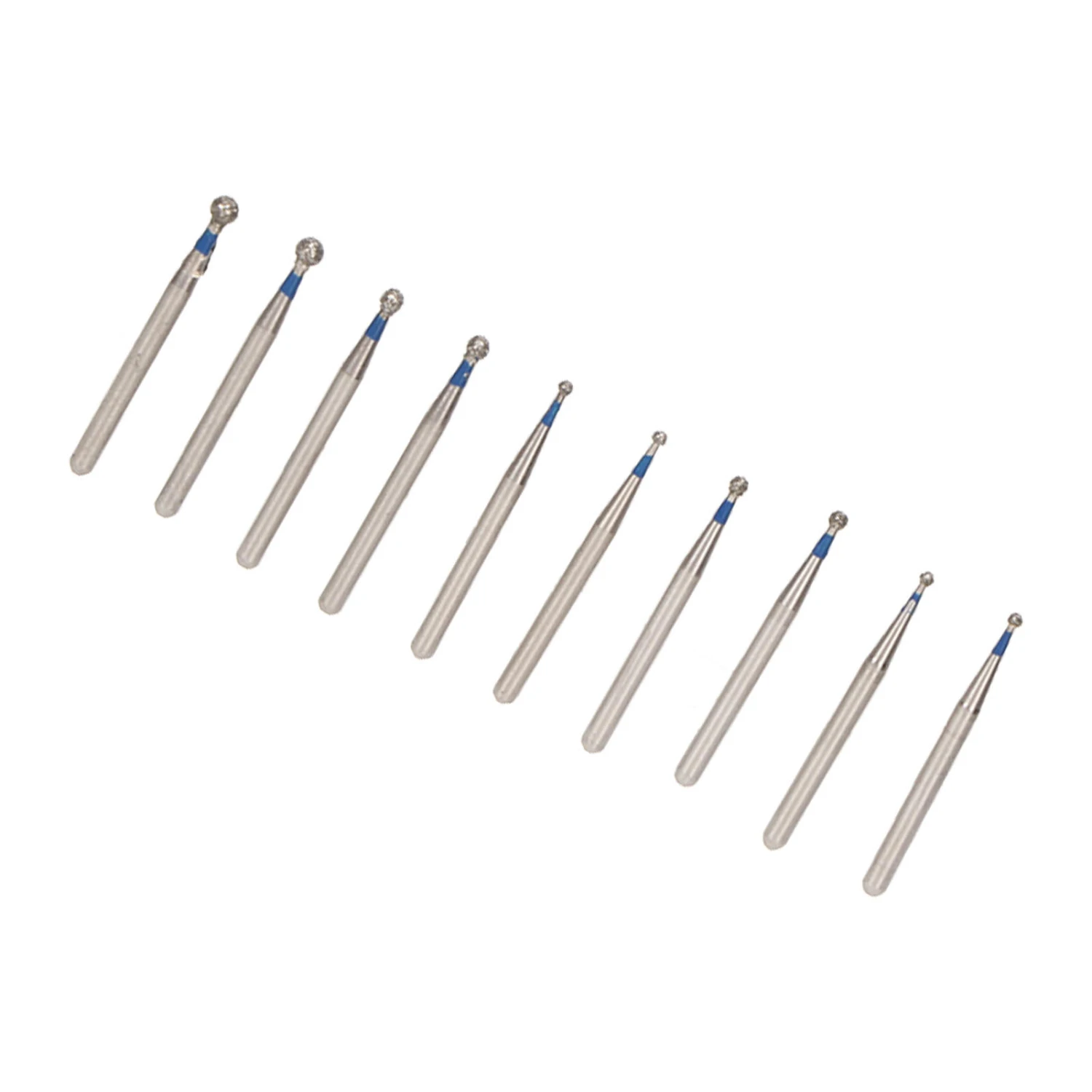 10pcs Spherical Dental Burrs Reduce Injury High Hardness Stainless Steel Dental Handpiece Burrs for Polishing